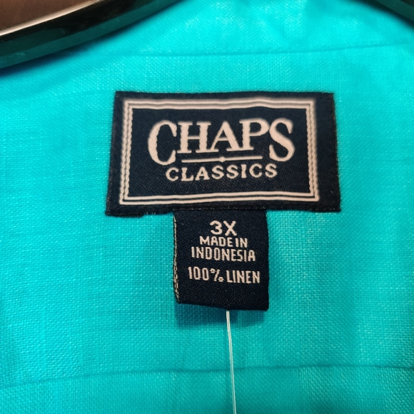 Chaps Women's Button Up Coastal Top Blue 100% Linen - Picture 3 of 5